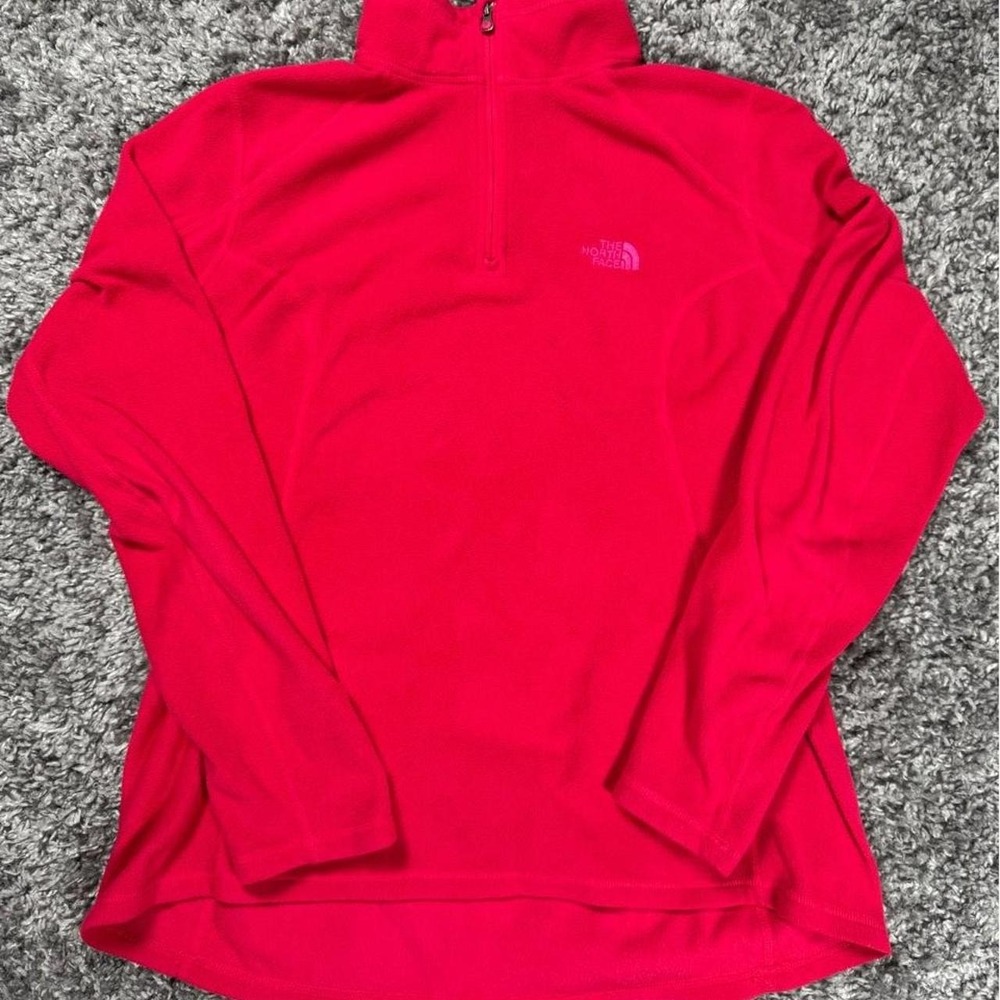 The North Face red fleece quarter zip sweatshirt, Size Large
